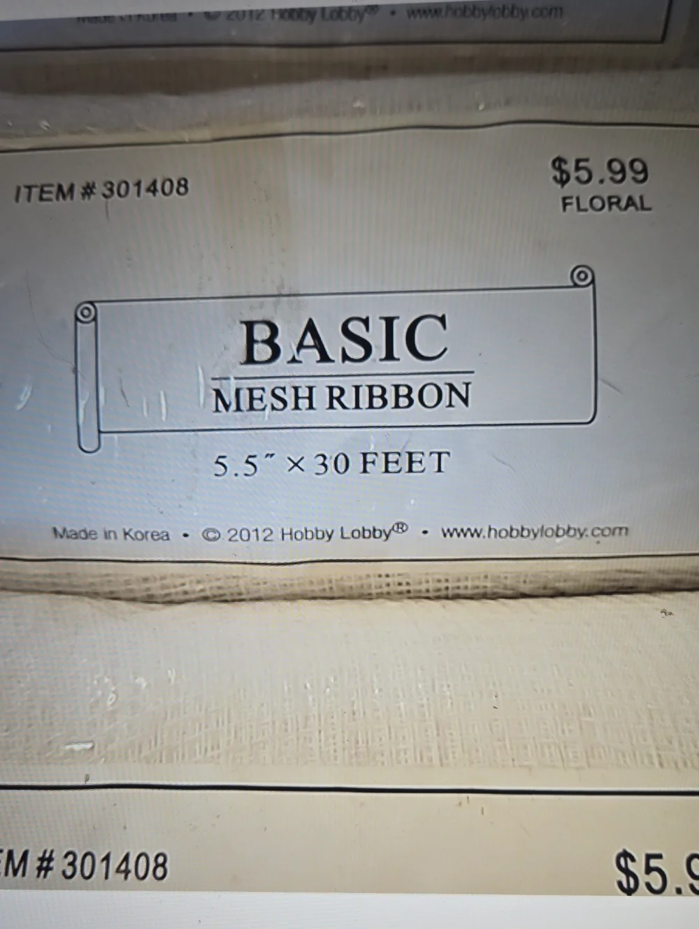 Basic Mesh Ribbon - White - Pack of 4